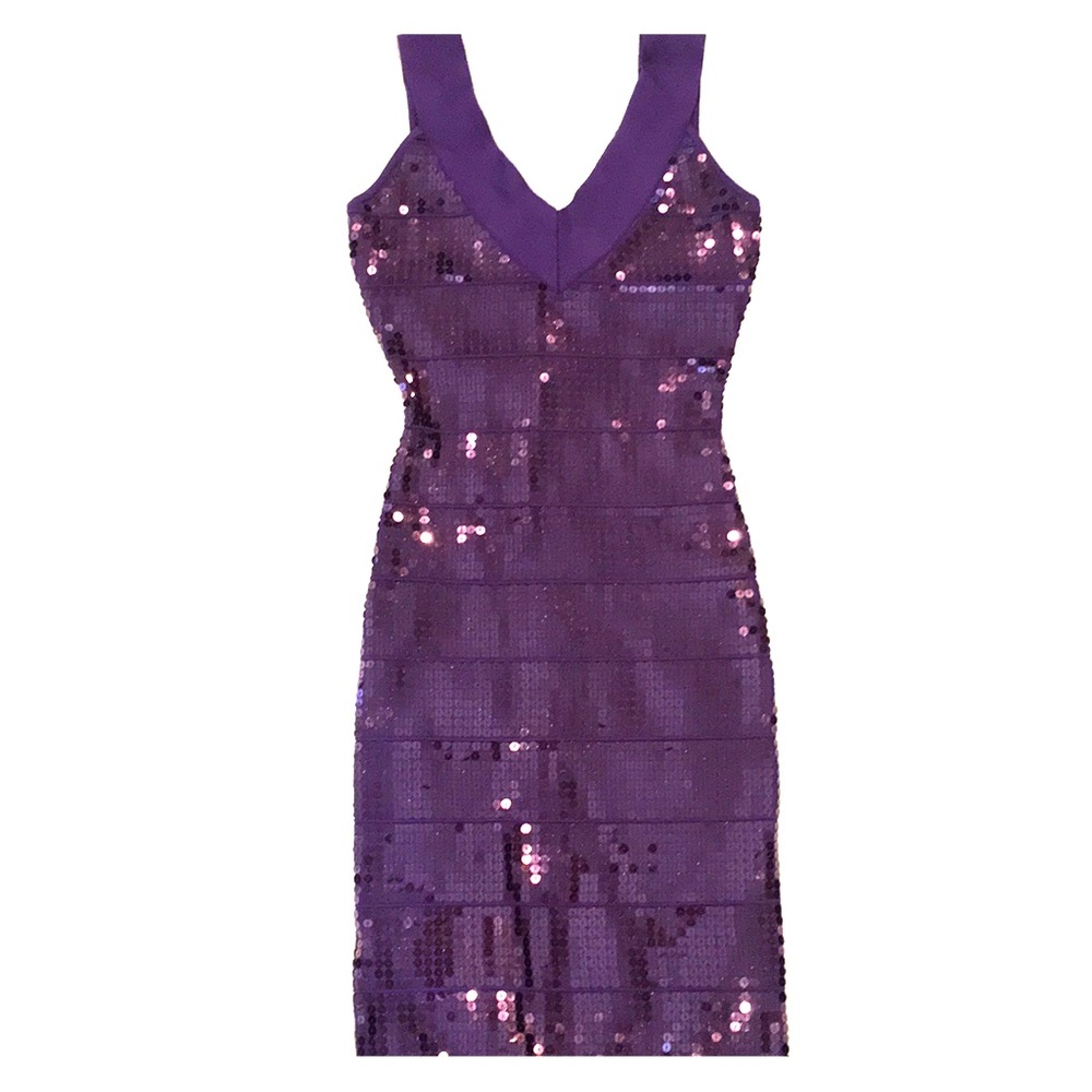 Marciano purple sequin bandage dress in XS